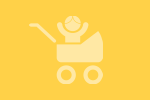 Figura de um carrinho de bebê com um bebê dentro de 0 a 12 mese de idade.