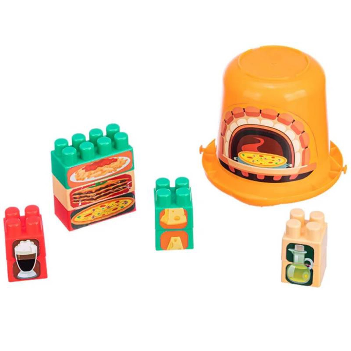 Blocos de Montar - Caminhão Caçamba - Adesivo Pizza - Gulliver