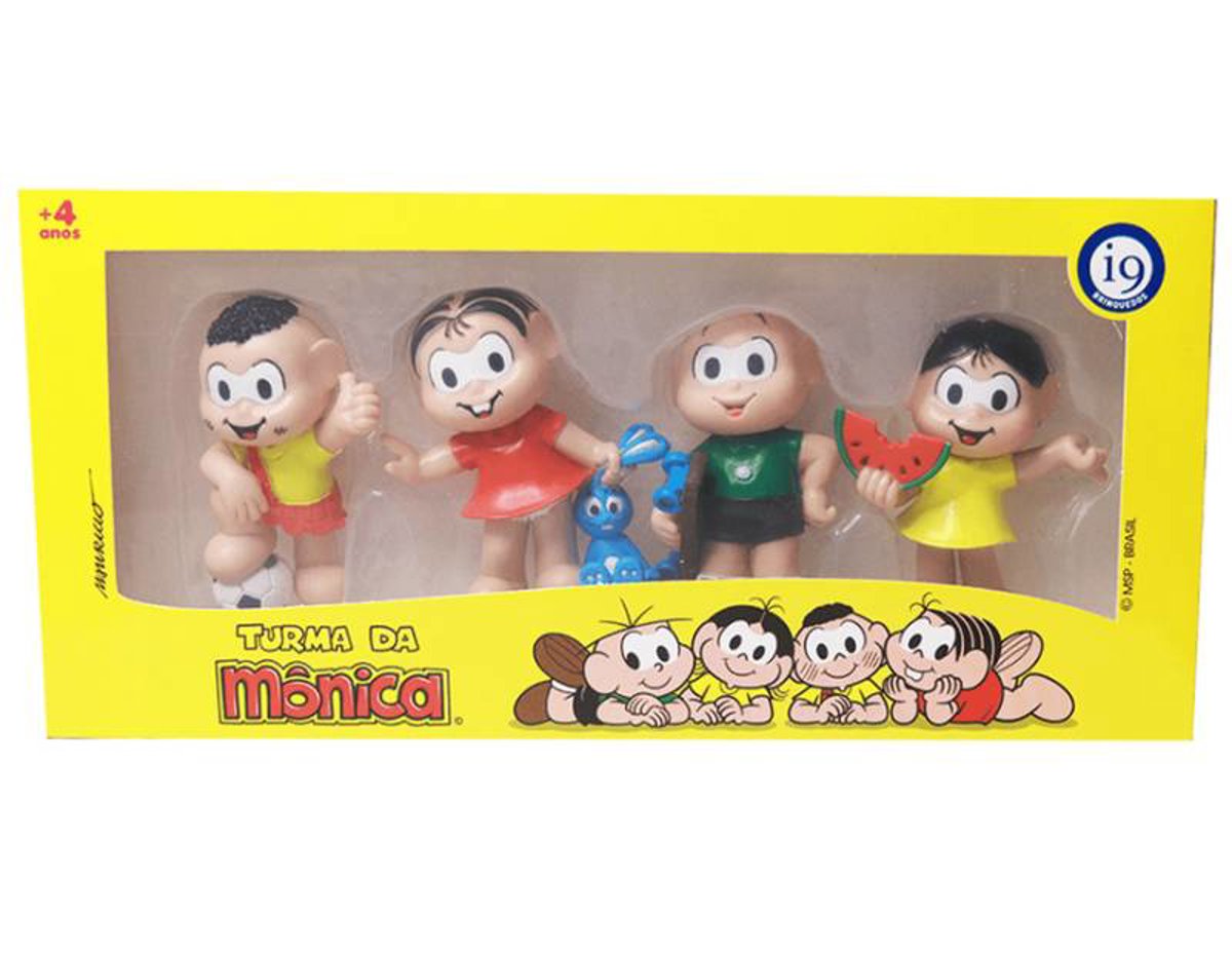 QUATRO BONECOS DA TURMA DA MONICA - (MÔNICA - MAGALI - CEBOLINHA - CASCÃO)
