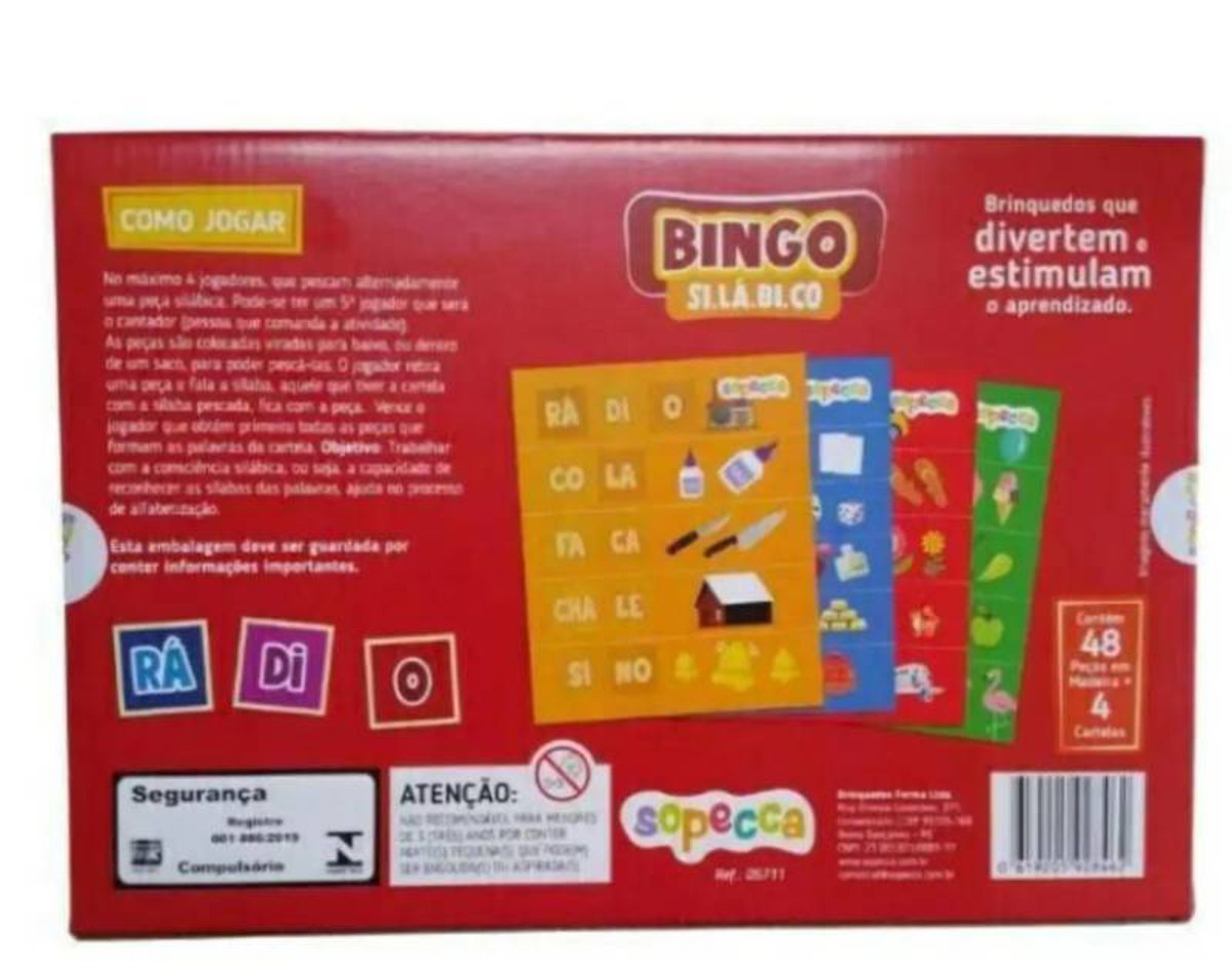 Jogo Bingo Silabico
