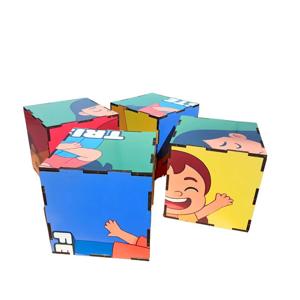 Jogo Cubos Educativos Coloridos para Crianças Emoções em MDF