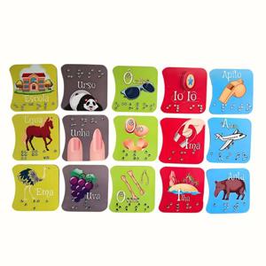 Jogo Vogais em Braile para Crianças Jogo com Escrita Tátil